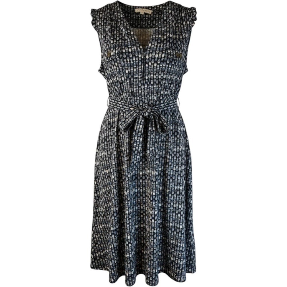 Emma & Michele Blue Geometric Print Zip Front Sleeveless Midi Dress XL 12970